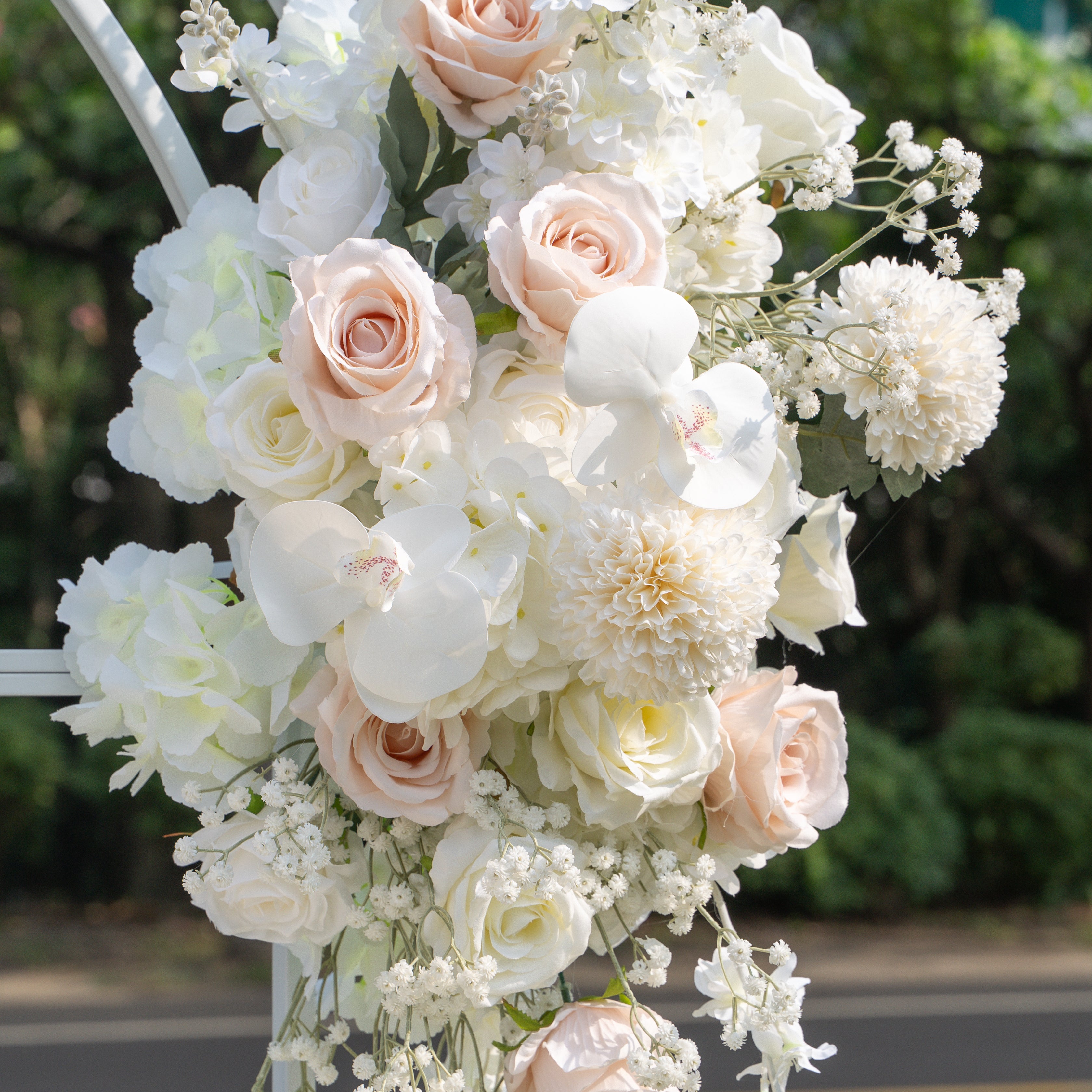Mellow Wedding Party Background Floral Arch Decoration Including Frame