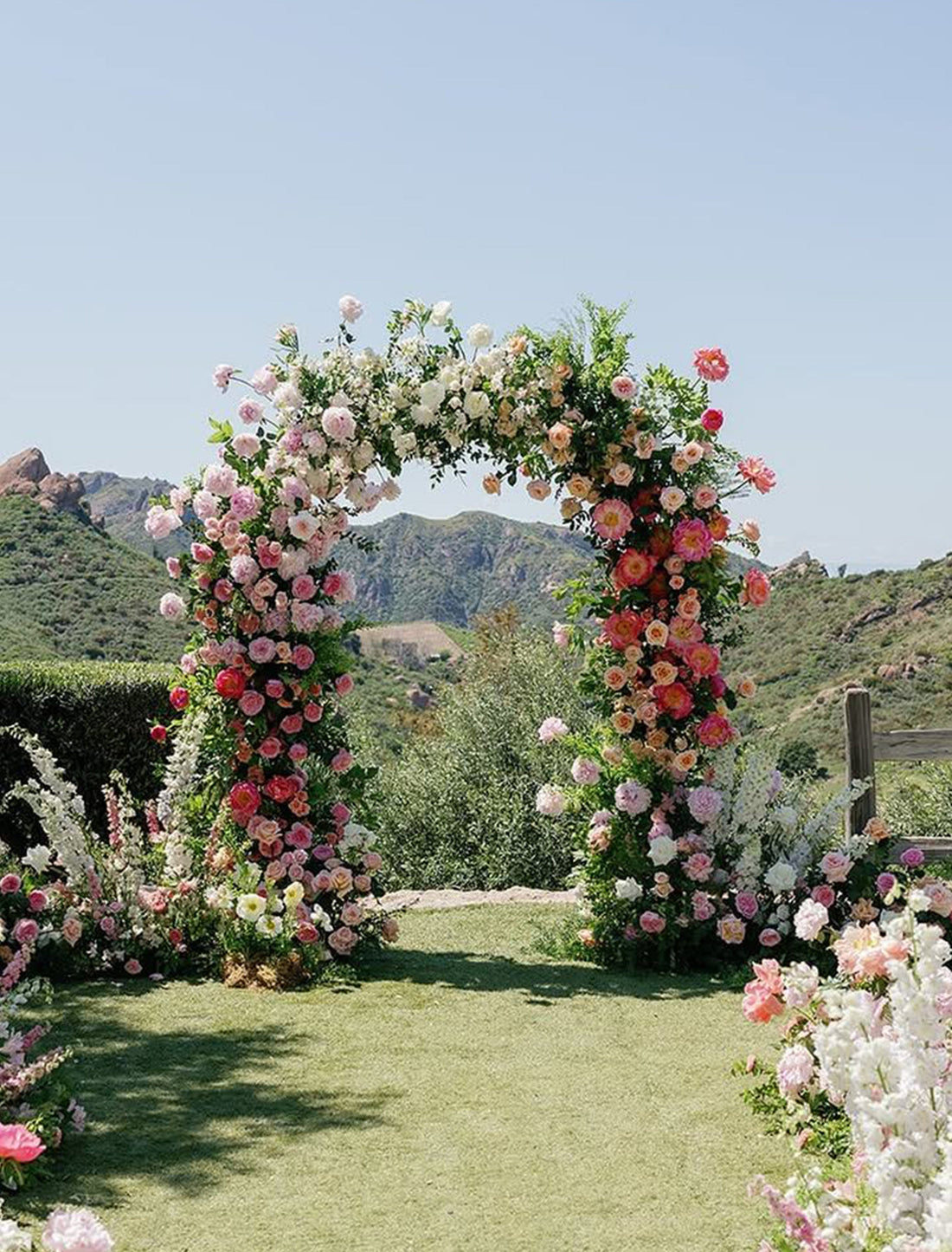 Custom Floral Arch – Style 019：2025 New Wedding Party Background Floral Arch Decoration + 2 Silk flower ground runners  Including Frame