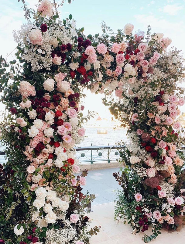 Custom Floral Arch – Style 024：2025 New Wedding Party Background Floral Arch Decoration  Including Frame