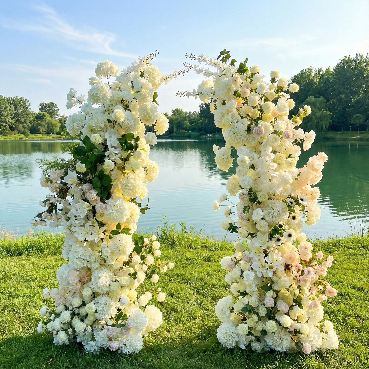Beloved: Beautiful Garden Style Floral Arch Backdrop with Stand for Wedding Party and Event Decoration