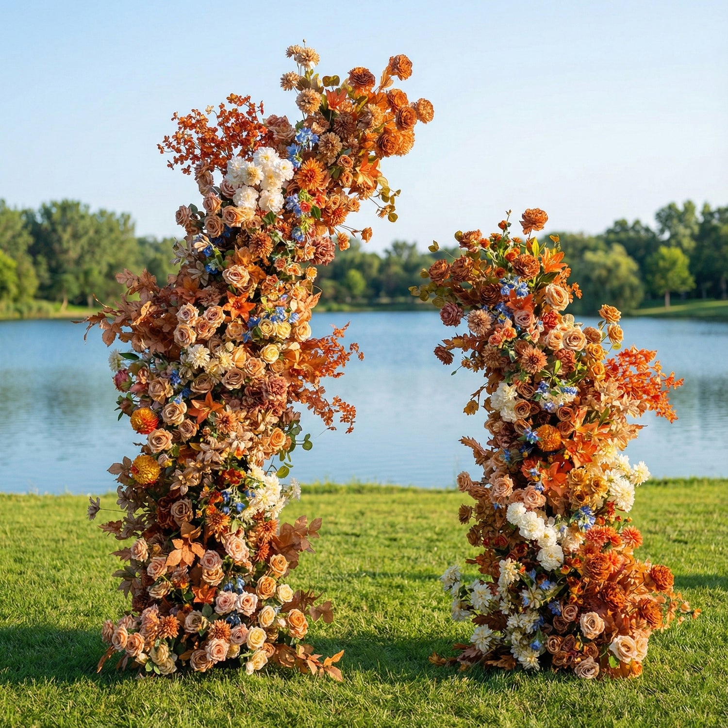 Robusta: Autumn Elegant Floral Arch Backdrop with Stand for Wedding Party and Event Decoration