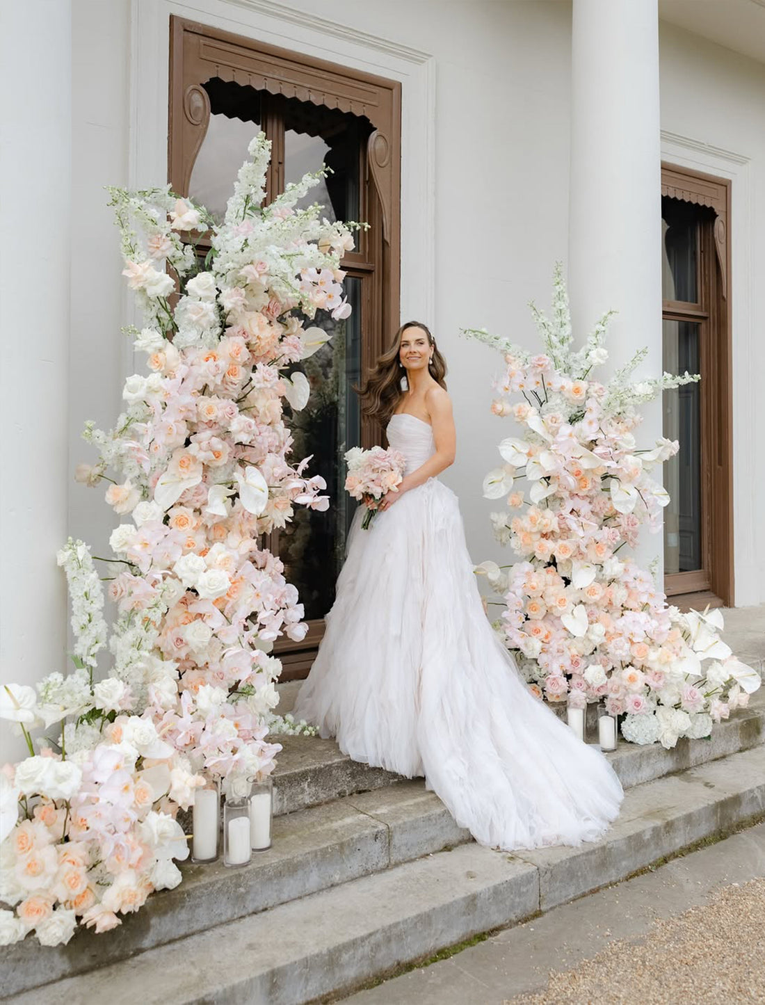 Custom Floral Arch – Style 006：2025 New Wedding Party Background Floral Arch Decoration + 2 Silk flower ground runners  Including Frame