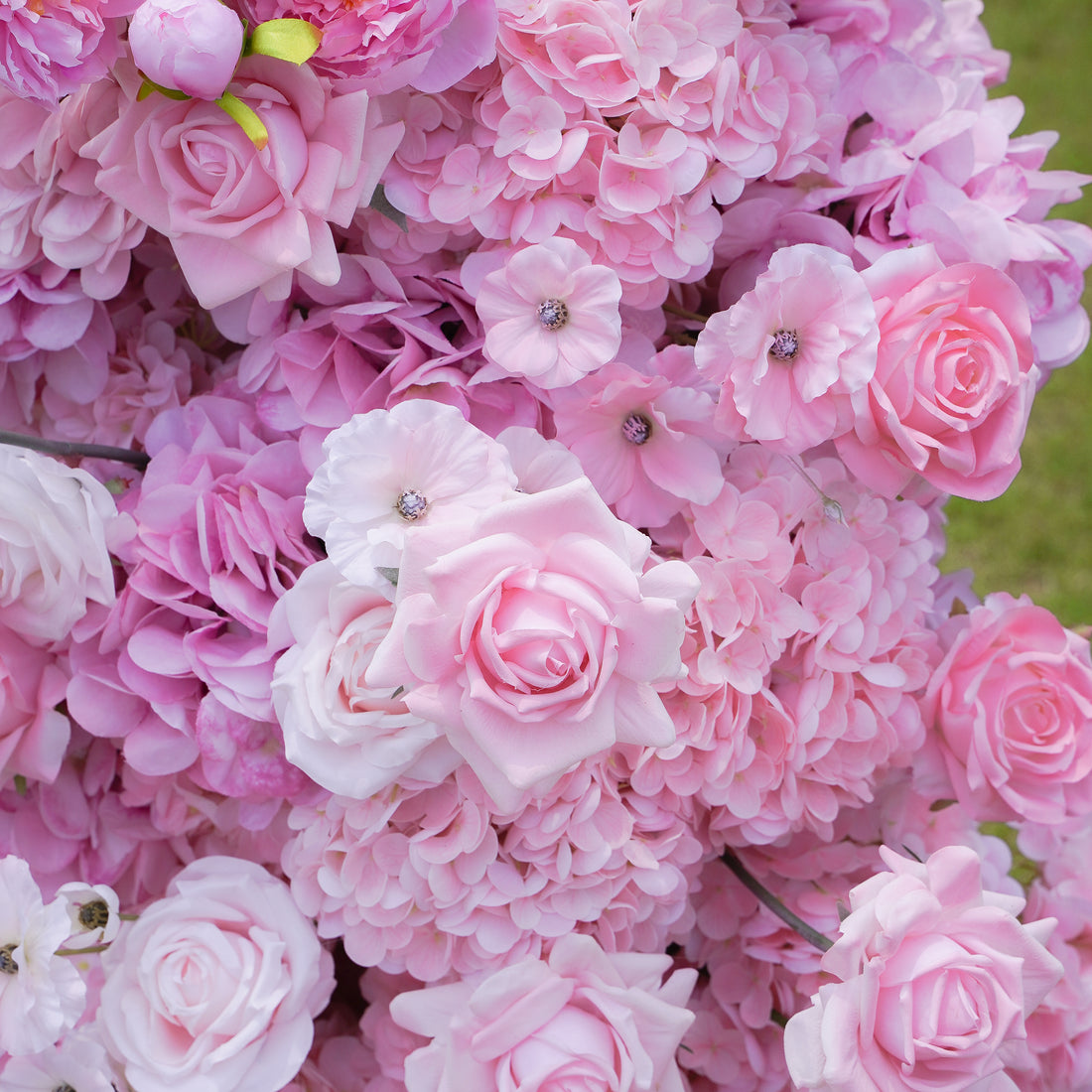 Rosy Wedding Party Background Floral Arch Decoration Including Frame