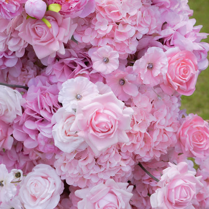 Rosy Wedding Party Background Floral Arch Decoration Including Frame