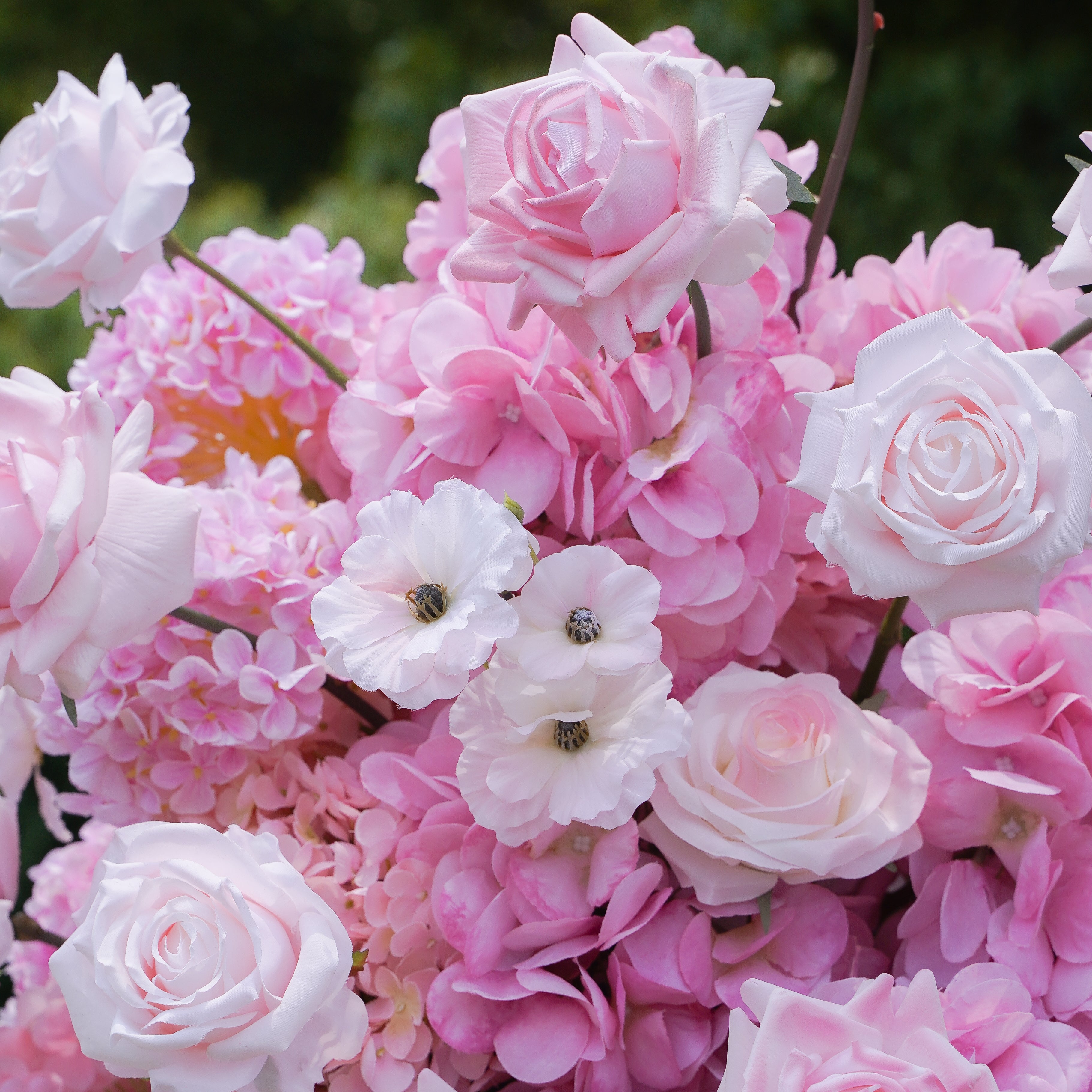 Rosy Wedding Party Background Floral Arch Decoration Including Frame