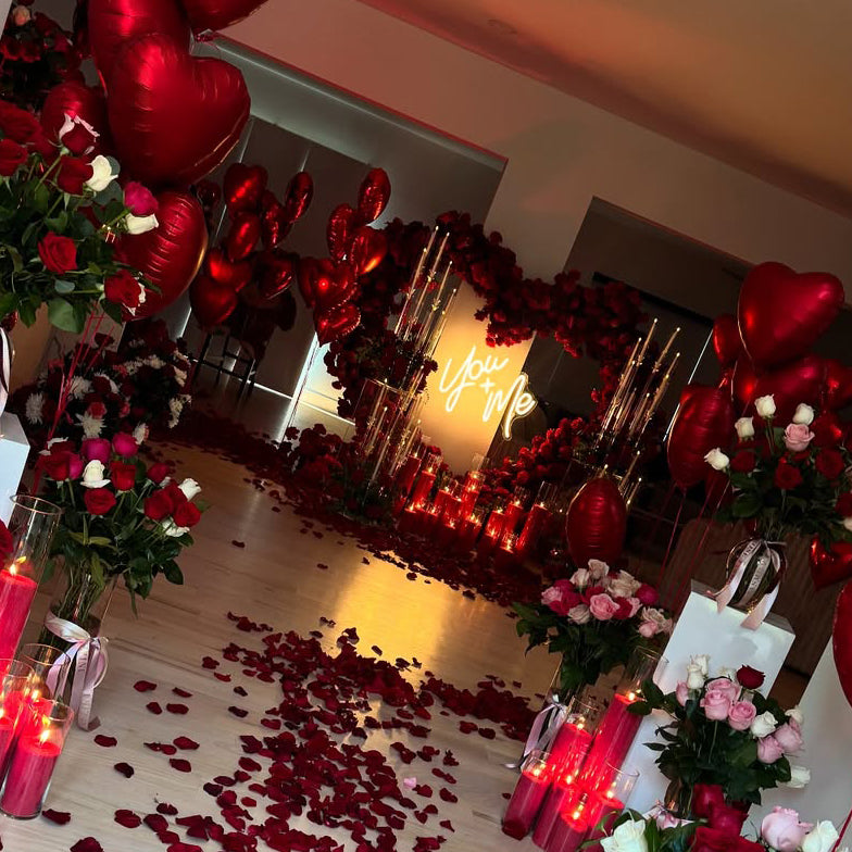 Red Heart：Flower Arch for Wedding Party Background Floral Arch Decoration Including Frame