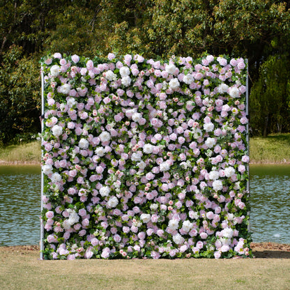 Chico: Fabric Artificial rolling up curtain flower wall 8ftx8ft for weddings and events decoration  (Ready to Ship USA only)