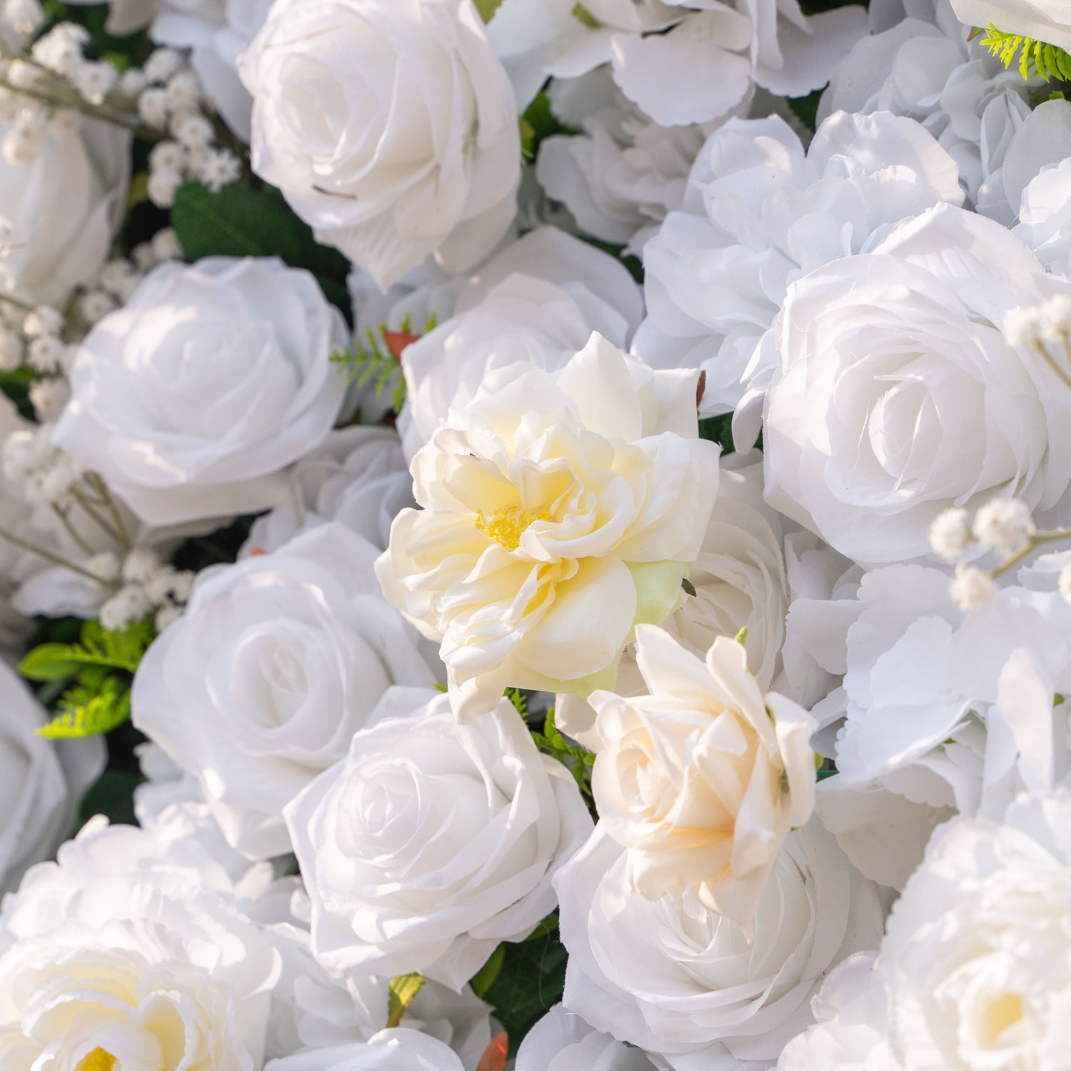 Blanc: Fabric Artificial rolling up curtain flower wall 8ftx8ft for weddings and events decoration (Ready to Ship USA only)