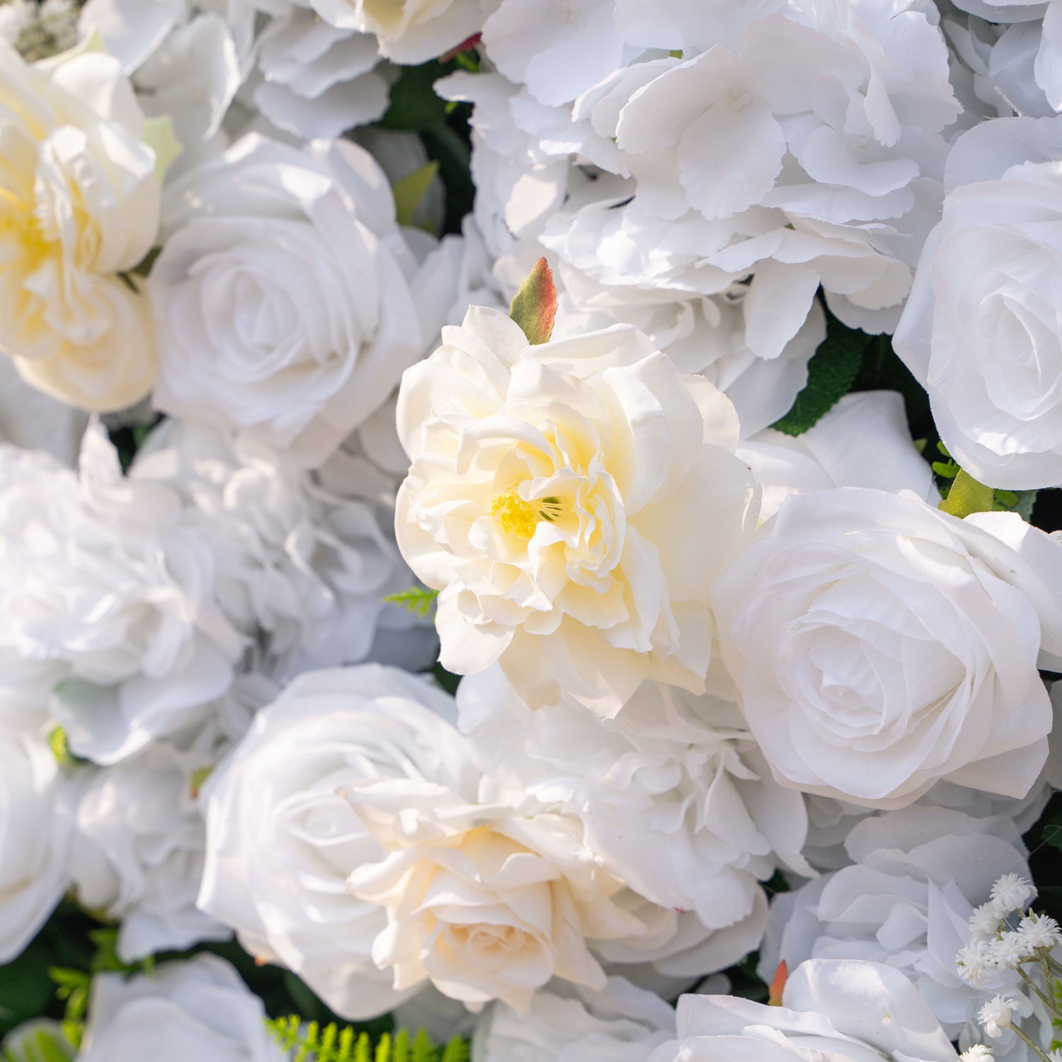 Blanc: Fabric Artificial rolling up curtain flower wall 8ftx8ft for weddings and events decoration (Ready to Ship USA only)