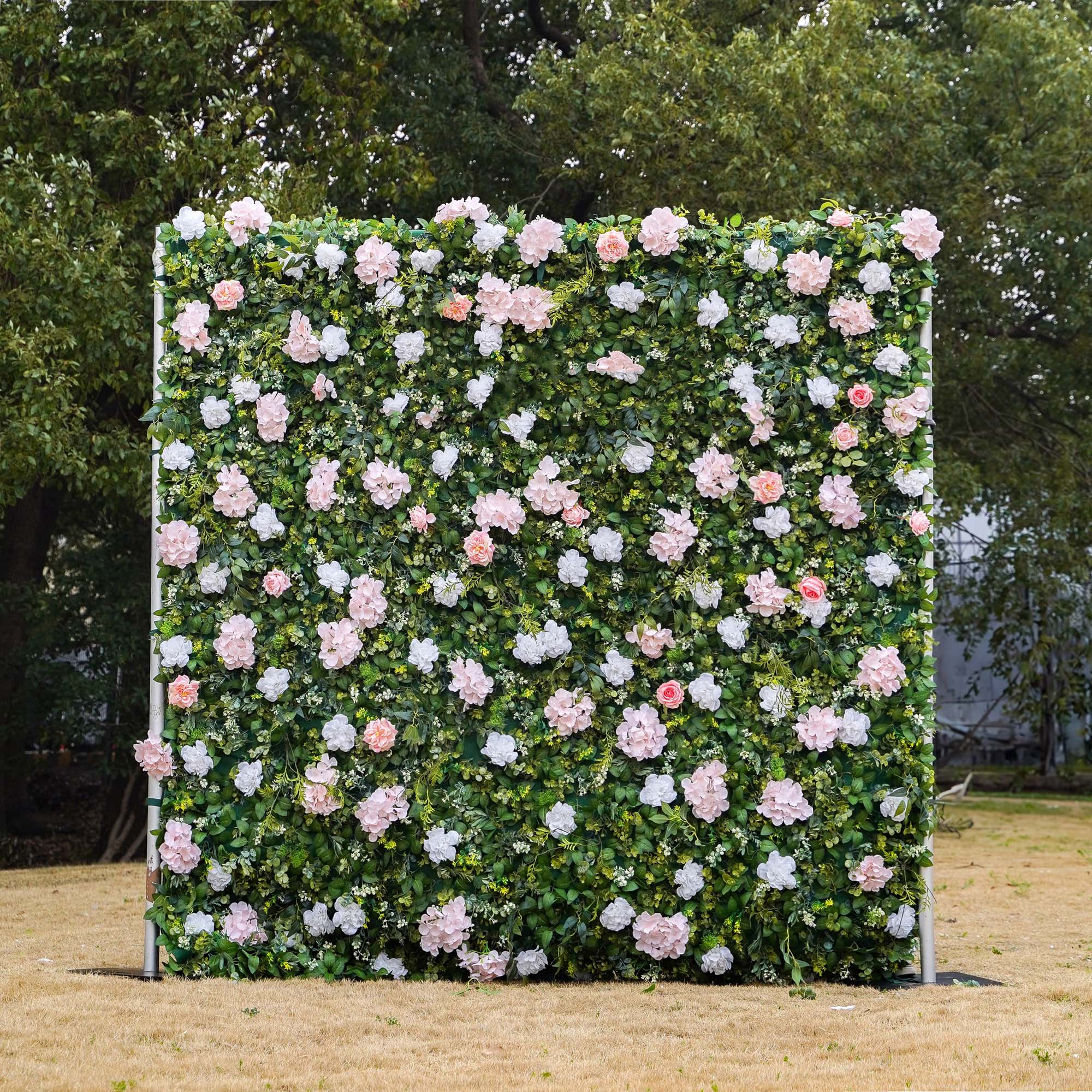 Lin:2D Fabric Artificial rolling up curtain flower wall 8ft x 8ft for weddings and events decoration (Ready to Ship USA only)