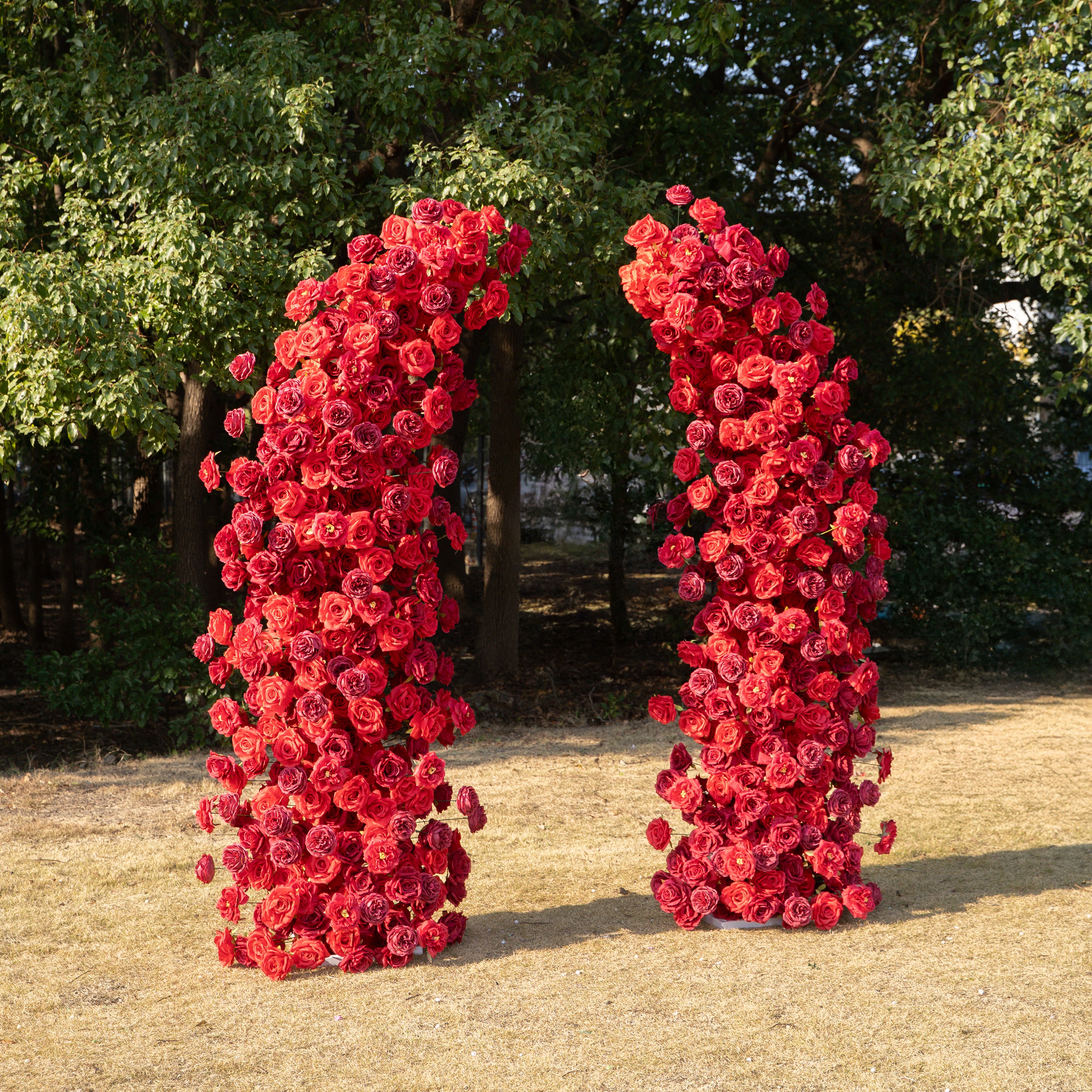 Luna Arch: 2026 New Classic Red Floral Arch Backdrop for Wedding and Event Decoration Including Frame