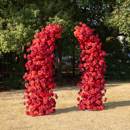 Luna Arch: 2026 New Classic Red Floral Arch Backdrop for Wedding and Event Decoration Including Frame