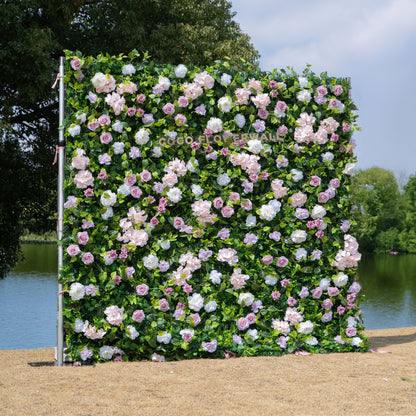 Memphis: 3D Fabric Artificial rolling up curtain flower wall 8ftx8ft for weddings and events decoration  (Ready to Ship USA only)